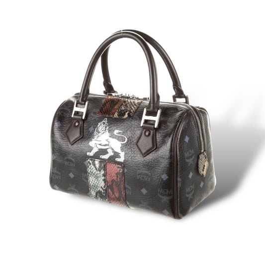 MCM Visetos Python Lion Princess Boston Top Handle Bag - photo 2 of 11