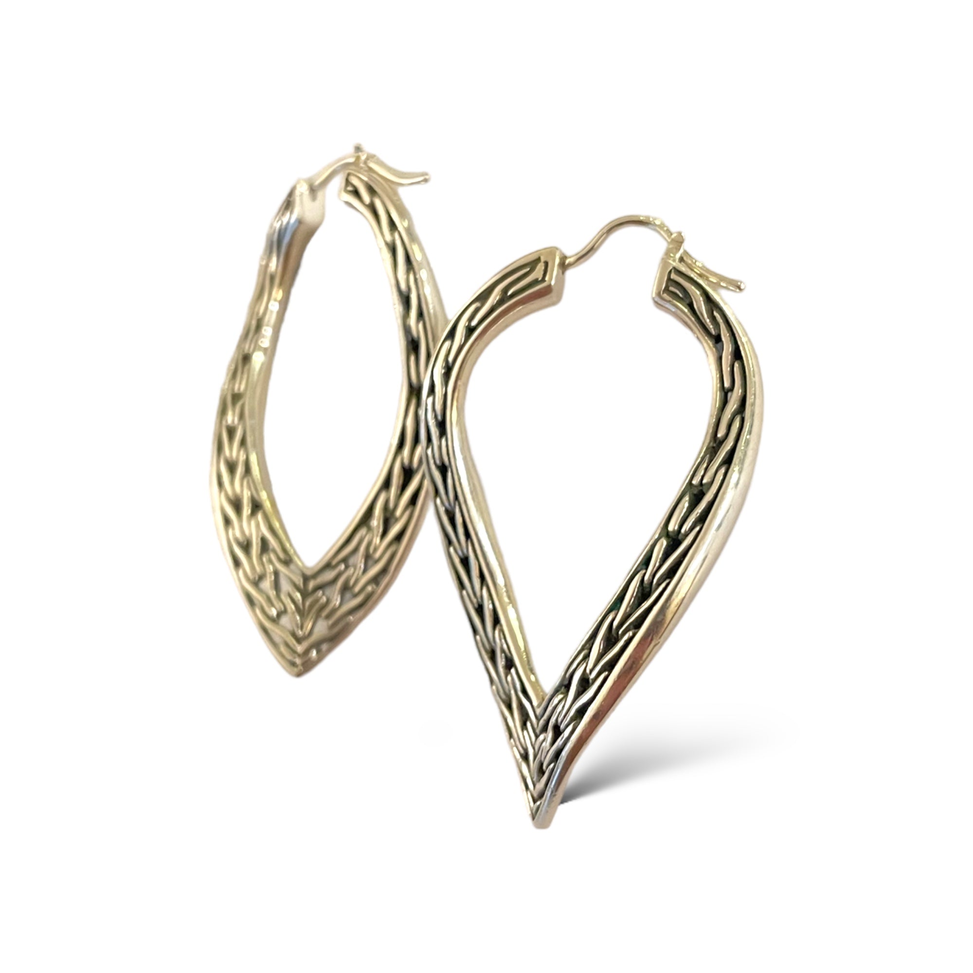 JOHN HARDY Classic Wheat Design Oblong Hoop Earrings