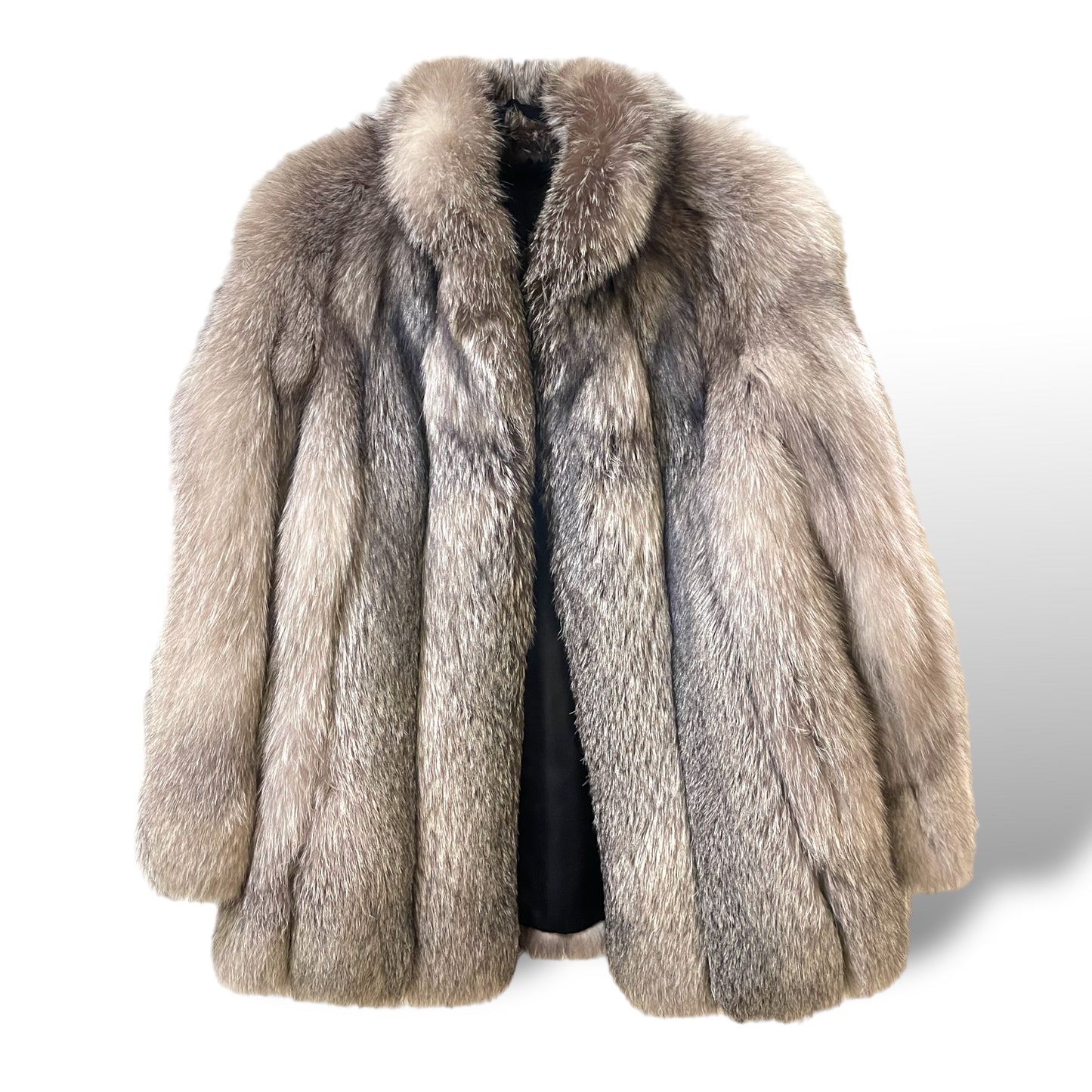STUNNING Custom Made SILVER FOX FUR Coat |Size:8|