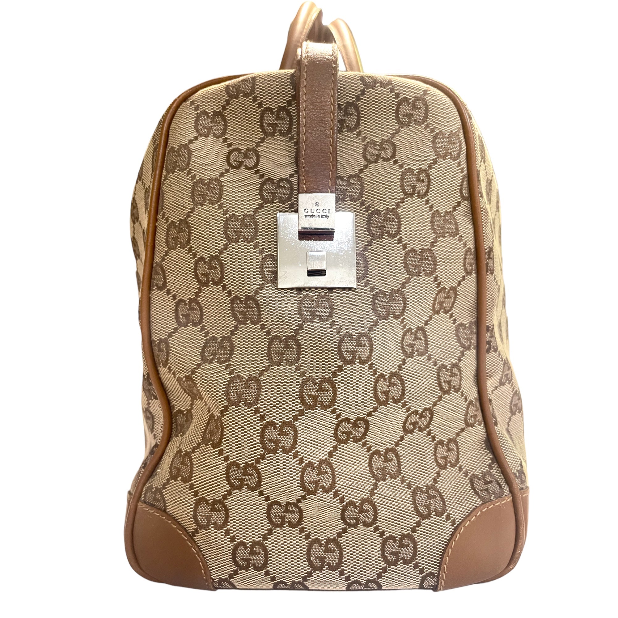 GUCCI Vintage Monogram Canvas LIMITED EDITION Web Boston Tote (EUC Numbered)