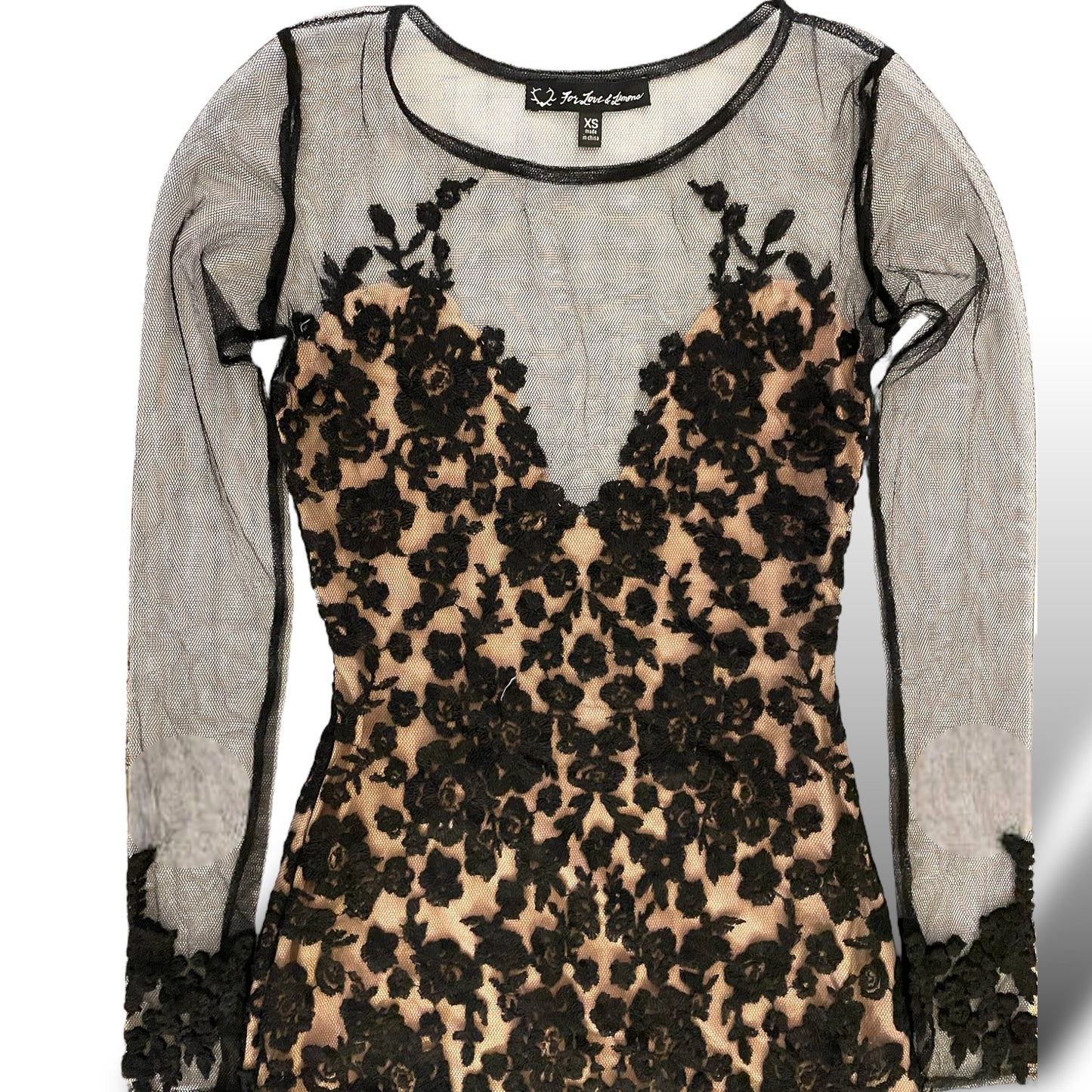 FOR LOVE & LEMONS Lace & Mesh Dress |Size: XS|