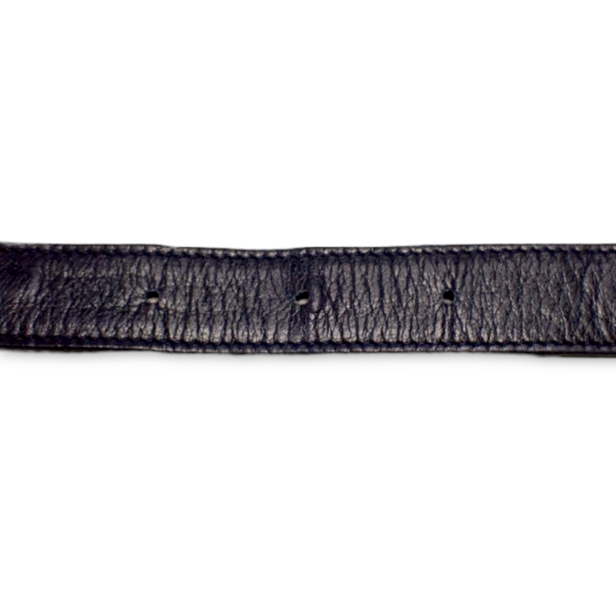 CHANEL Gold Plated Chainlink Motif Vintage Belt in Dark Navy Blue Leather |Size: 65/26|