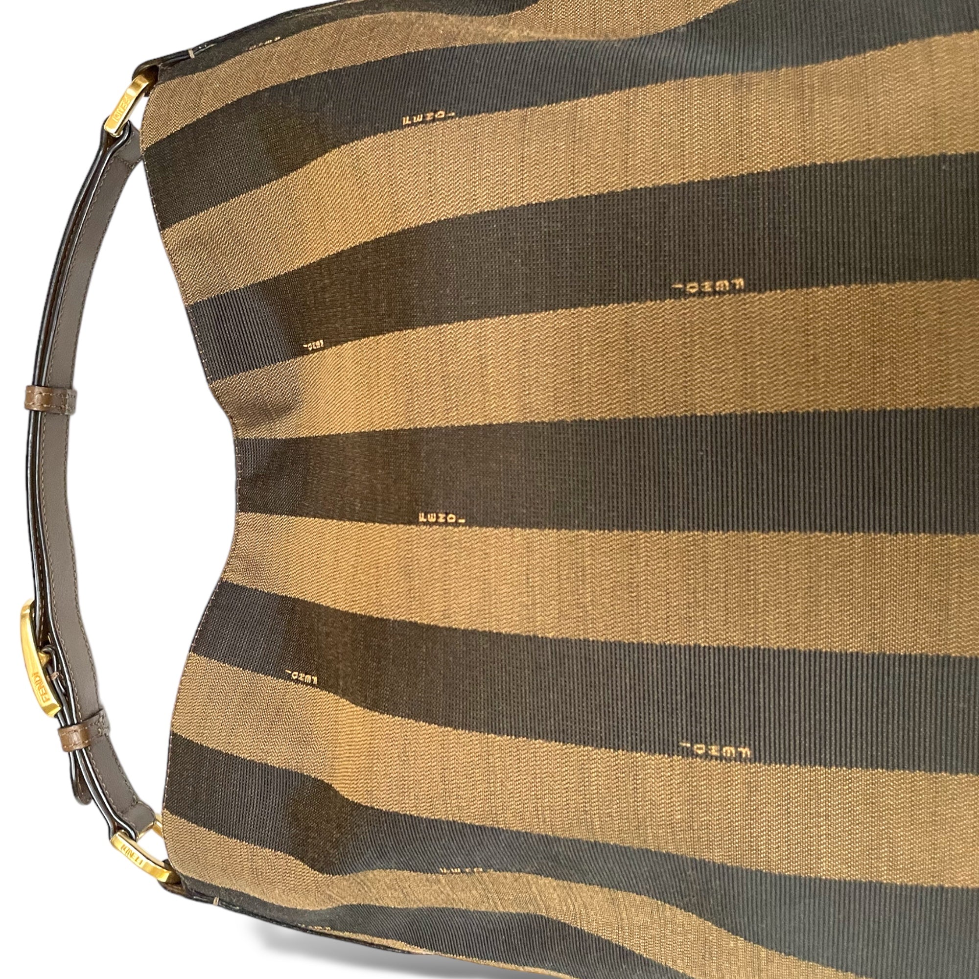 FENDI Large Pequin Striped Hobo Bag