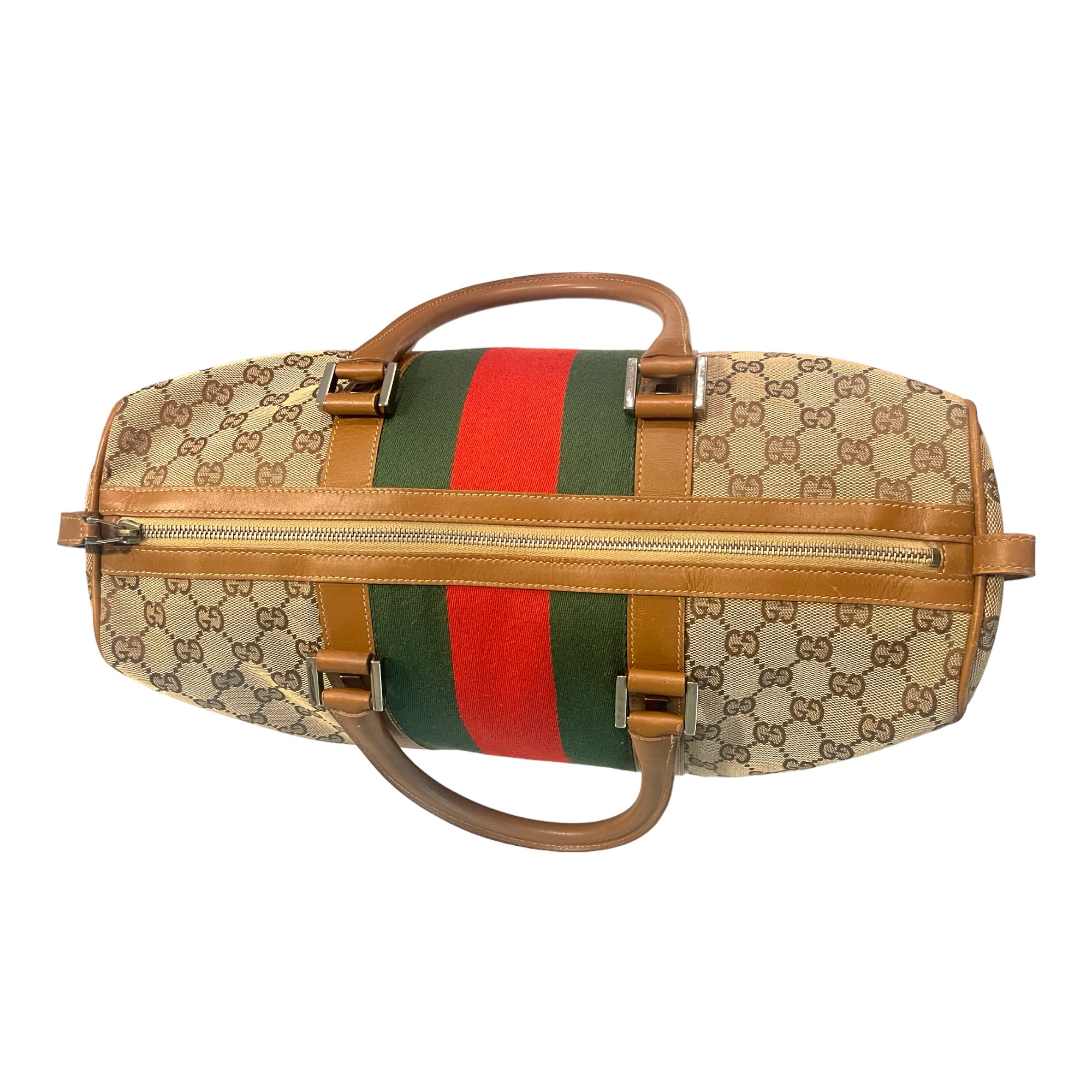 GUCCI Vintage Monogram Canvas LIMITED EDITION Web Boston Tote (EUC Numbered)