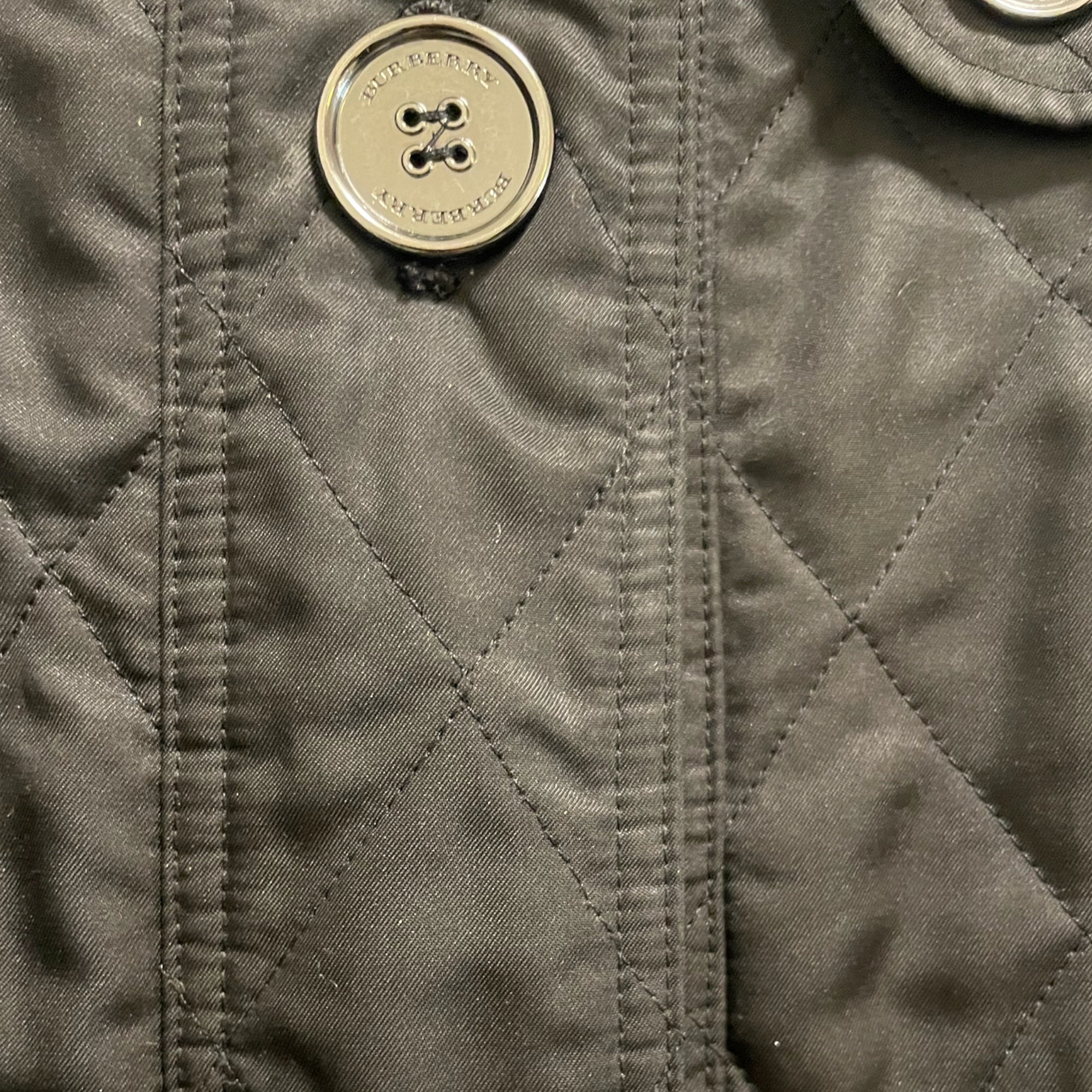 BURBERRY LONDON Black Quilted Check Lined Swing Coat |Size: M|