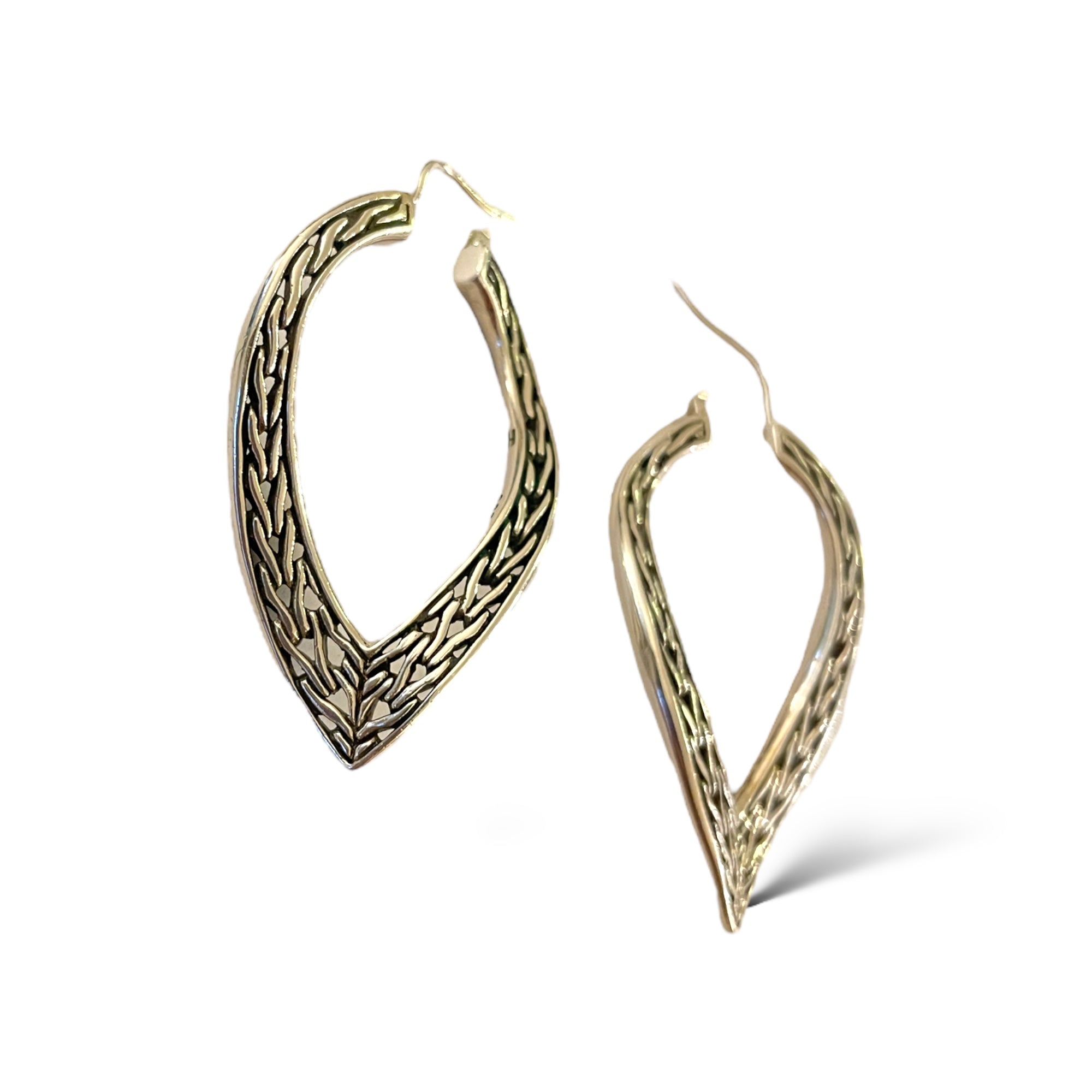 JOHN HARDY Classic Wheat Design Oblong Hoop Earrings
