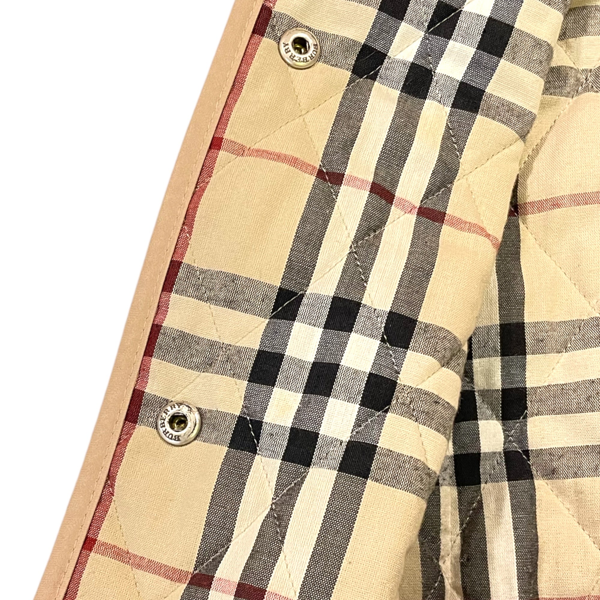 BURBERRY LONDON Classic Quilted Tan/Check Lined Coat |Size: Small|