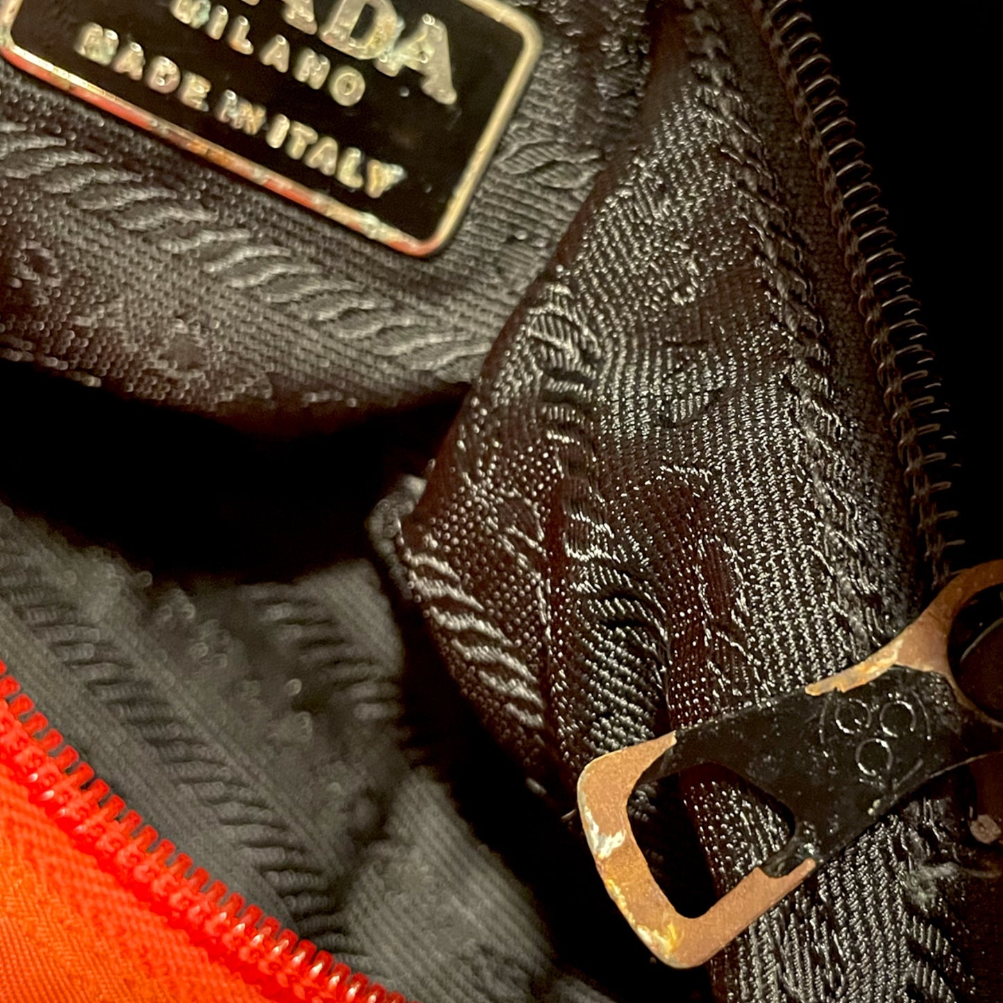 PRADA Tote with Python Handles and Beaded Front Logo