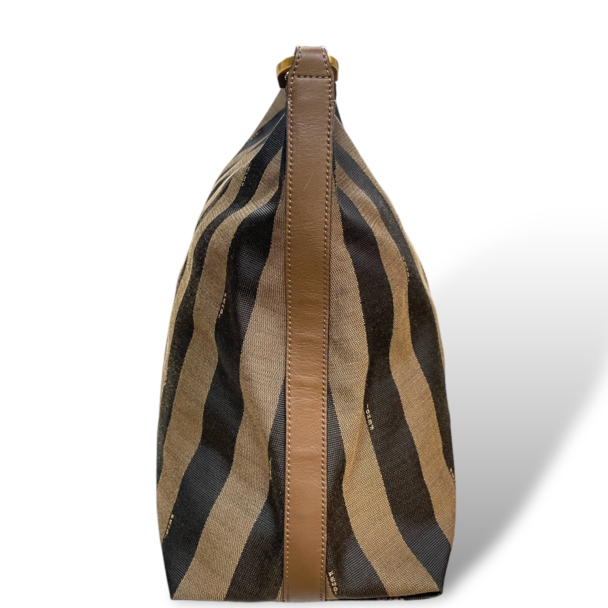 FENDI Large Pequin Striped Hobo Bag