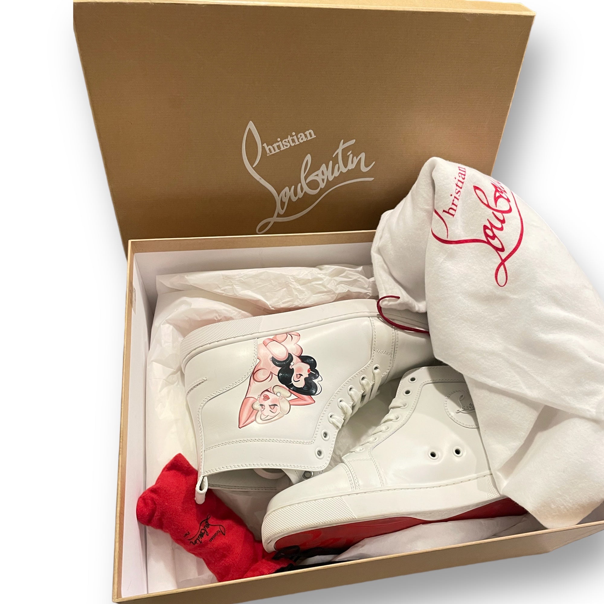 Christian Louboutin Loupin Up Donna High-Top Leather Sneakers |Size:IT 38|
