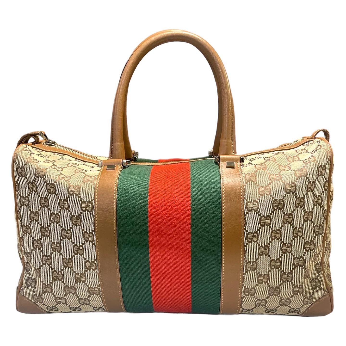 GUCCI Vintage Monogram Canvas LIMITED EDITION Web Boston Tote (EUC Numbered)