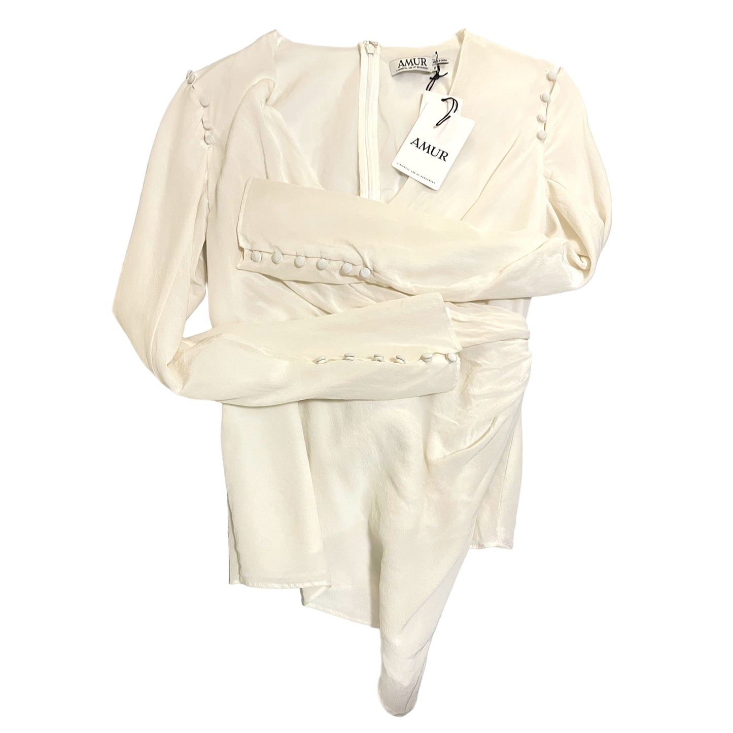 AMUR Silk Cowl Neck Blouse with Removable Sleeves