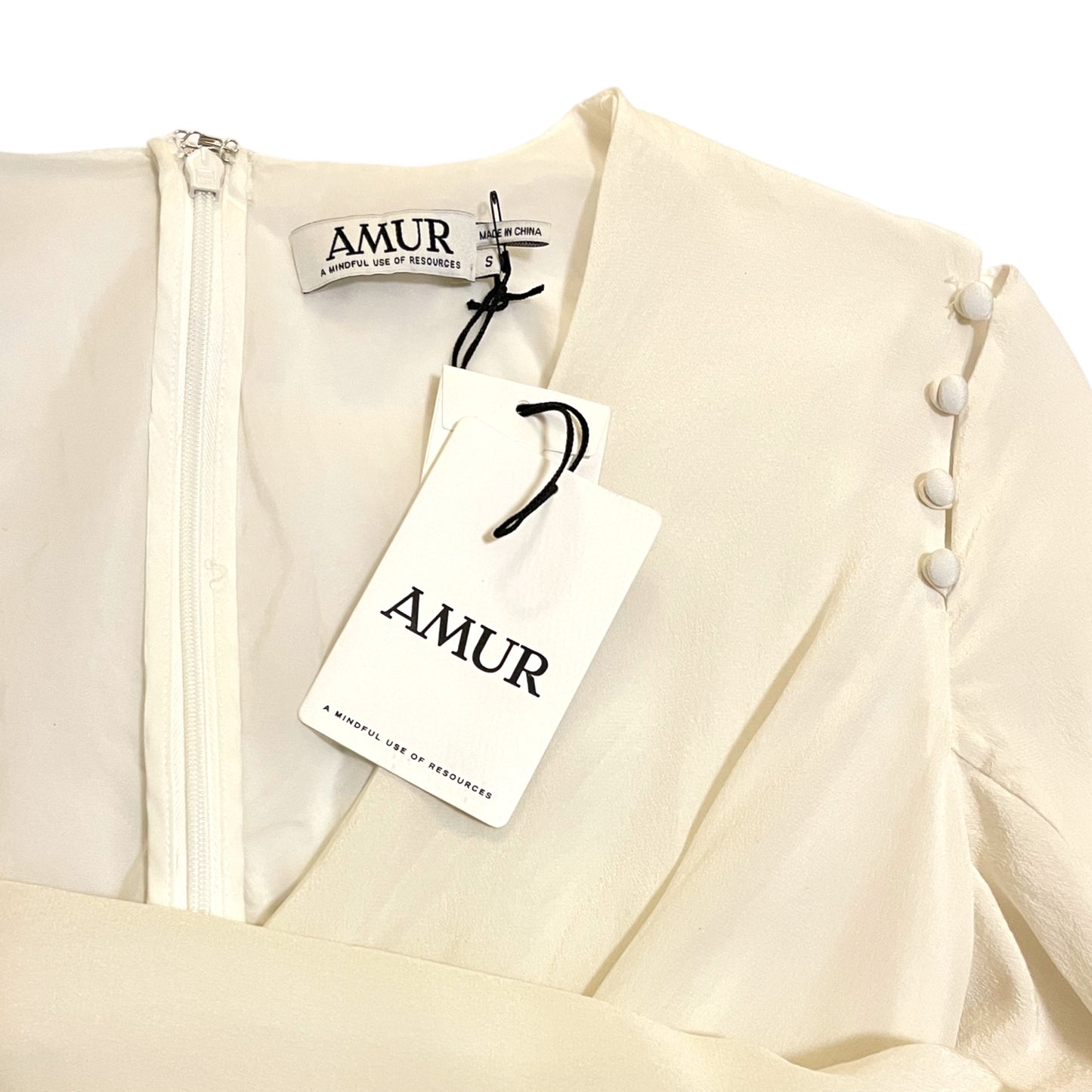 AMUR Silk Cowl Neck Blouse with Removable Sleeves