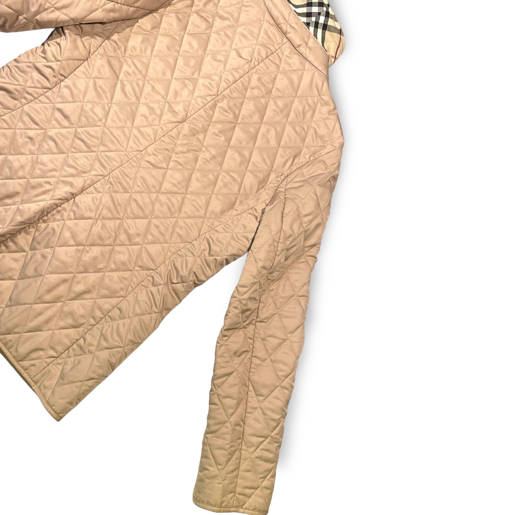 BURBERRY LONDON Classic Quilted Tan/Check Lined Coat |Size: Small|