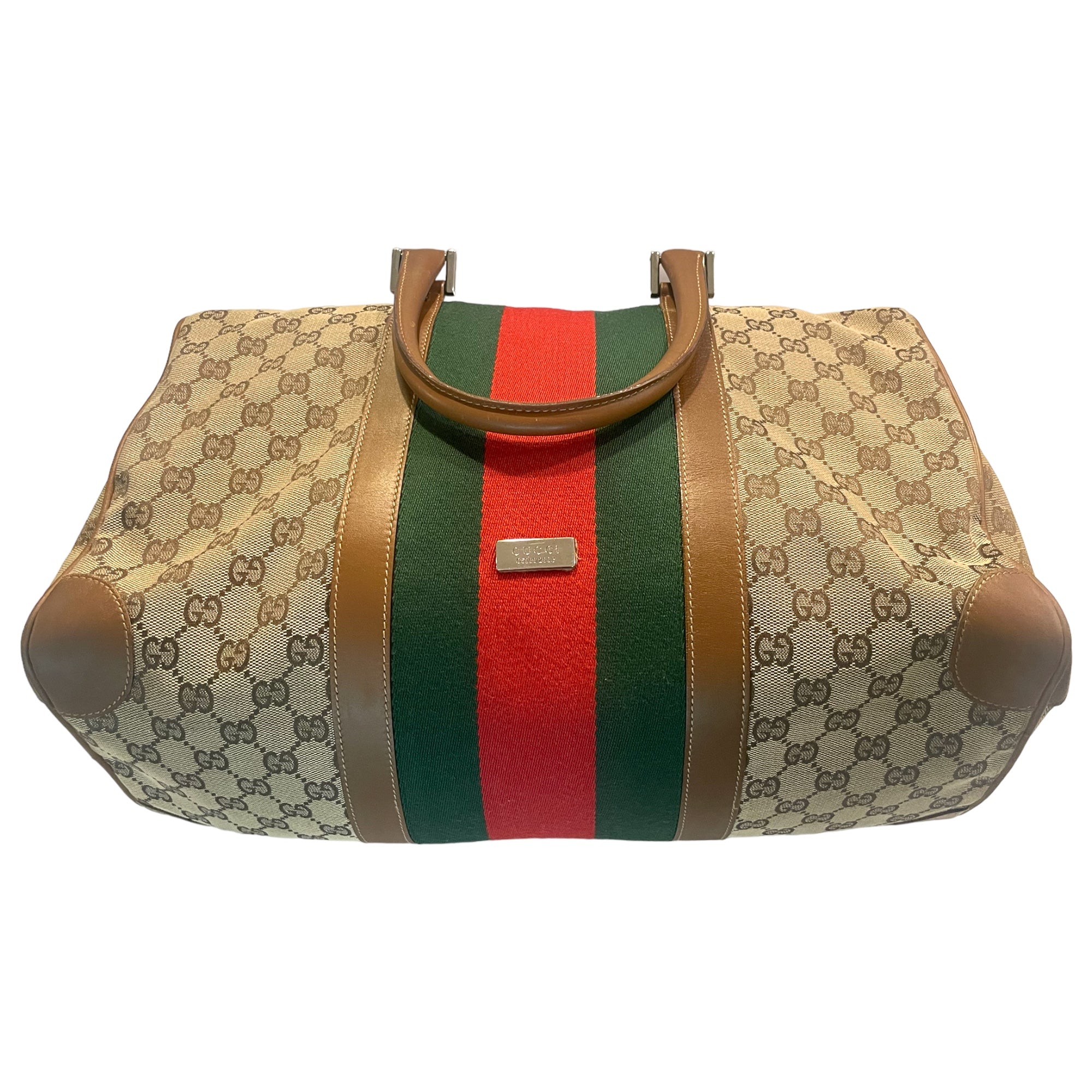 GUCCI Vintage Monogram Canvas LIMITED EDITION Web Boston Tote (EUC Numbered)