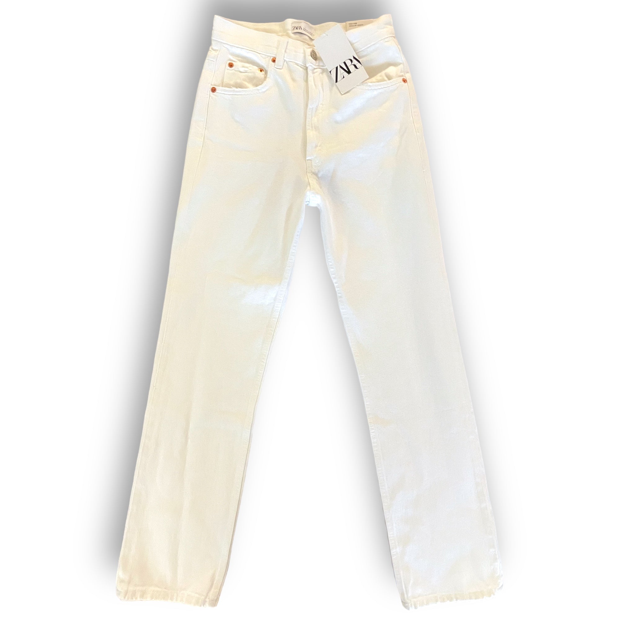 ZARA STRAIGHT FIT White Denim Jeans |Size: EU 34 US 4|
