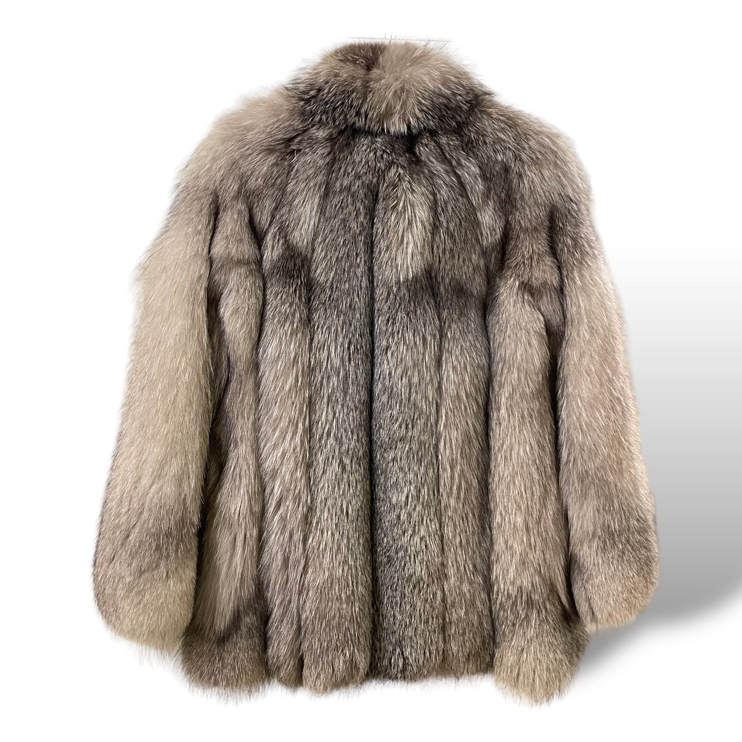 STUNNING Custom Made SILVER FOX FUR Coat |Size:8|