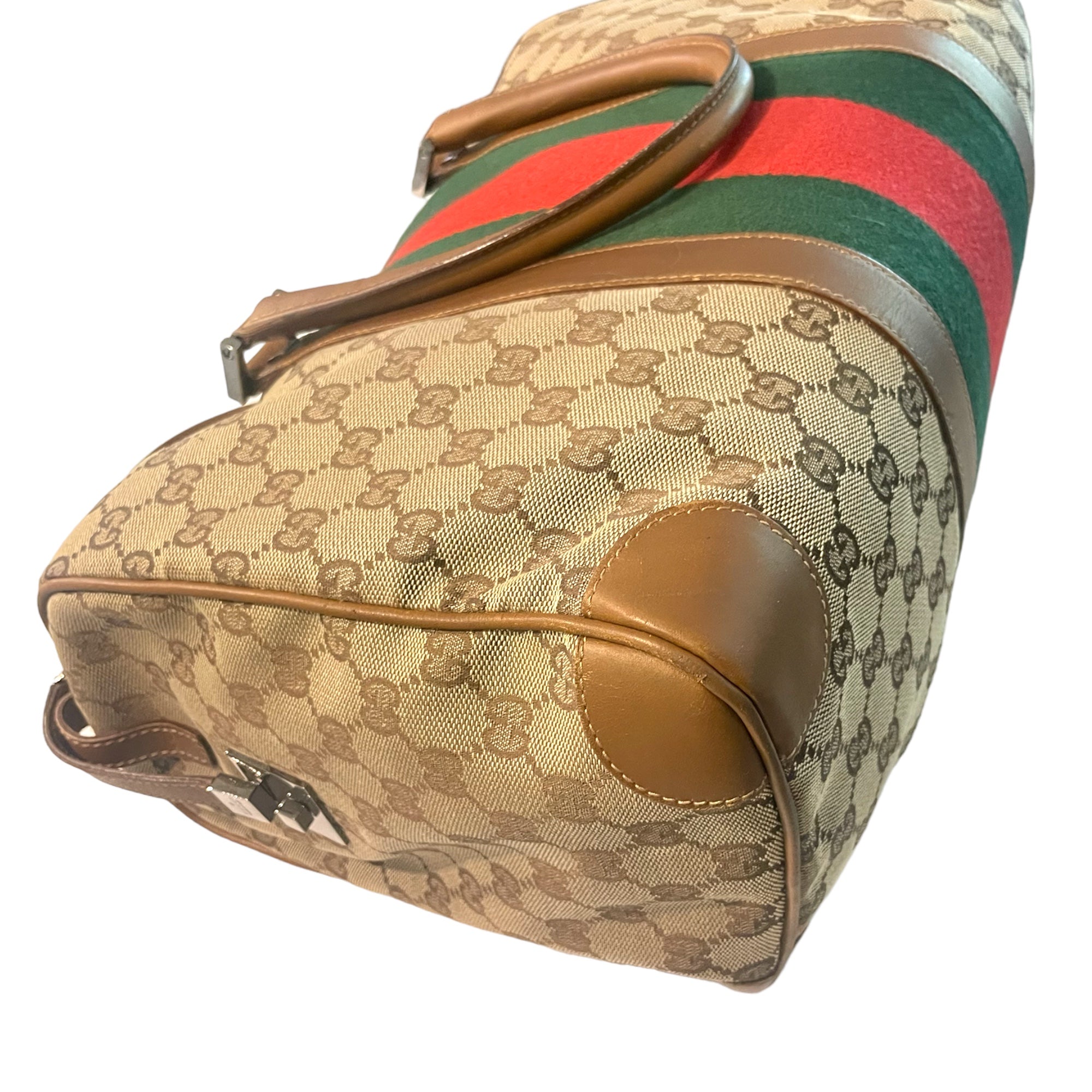 GUCCI Vintage Monogram Canvas LIMITED EDITION Web Boston Tote (EUC Numbered)