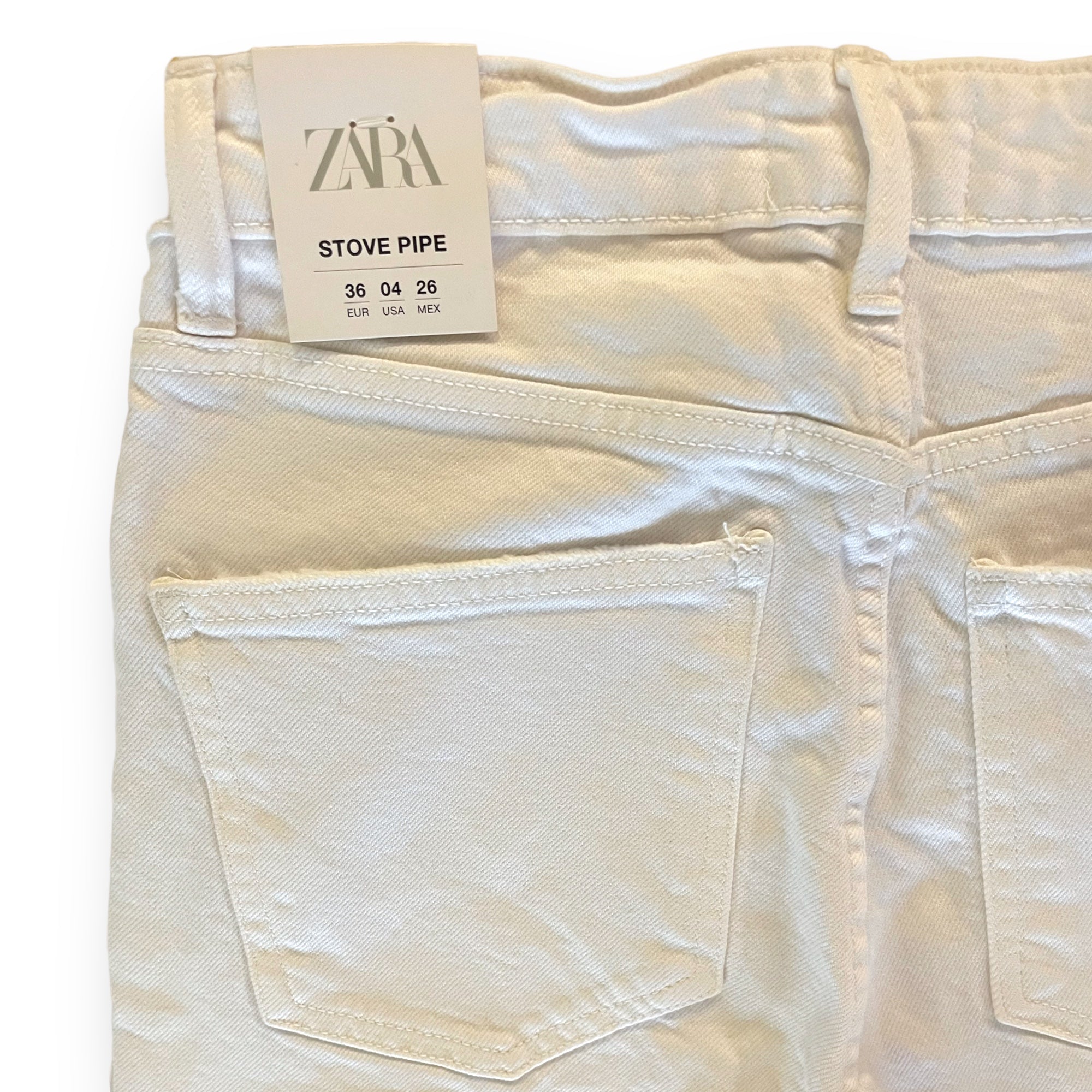 ZARA High-Rise STOVE PIPE White Denim Jeans |Size: EU 34 US 4|
