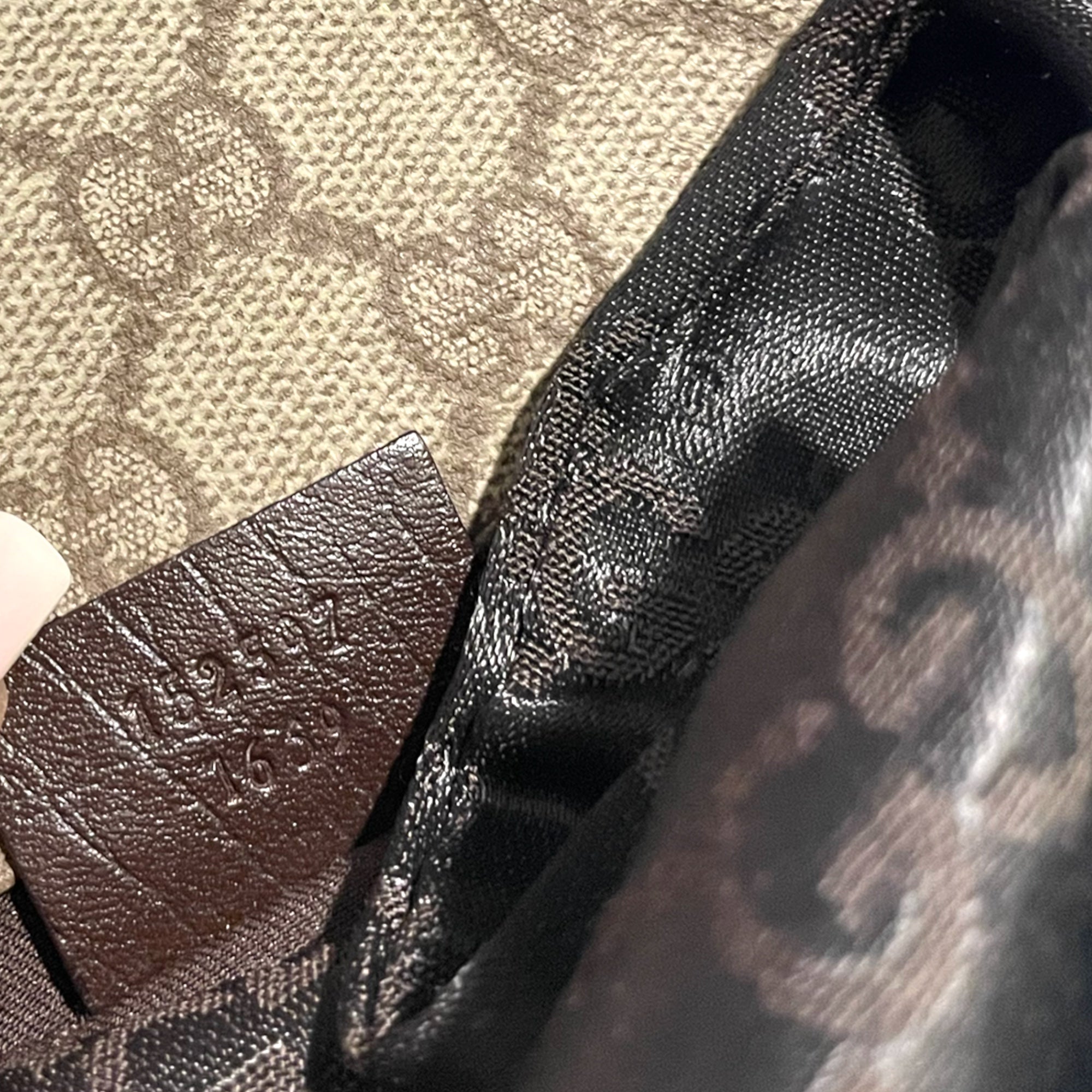 GUCCI Monogram with Web Front and Brown Leather Trim Sling/Bum Bag