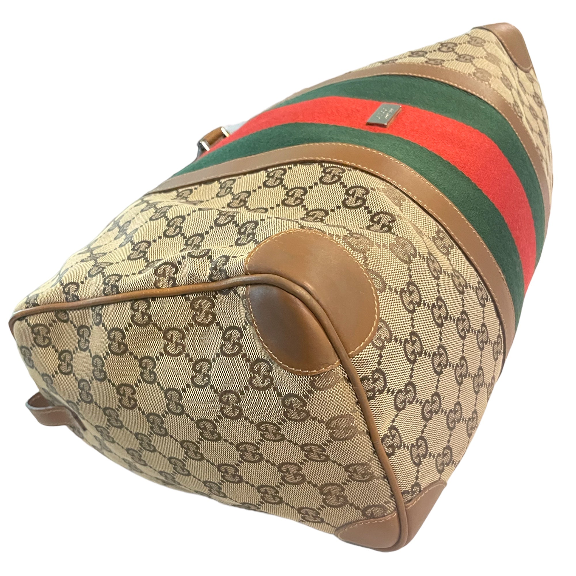 GUCCI Vintage Monogram Canvas LIMITED EDITION Web Boston Tote (EUC Numbered)