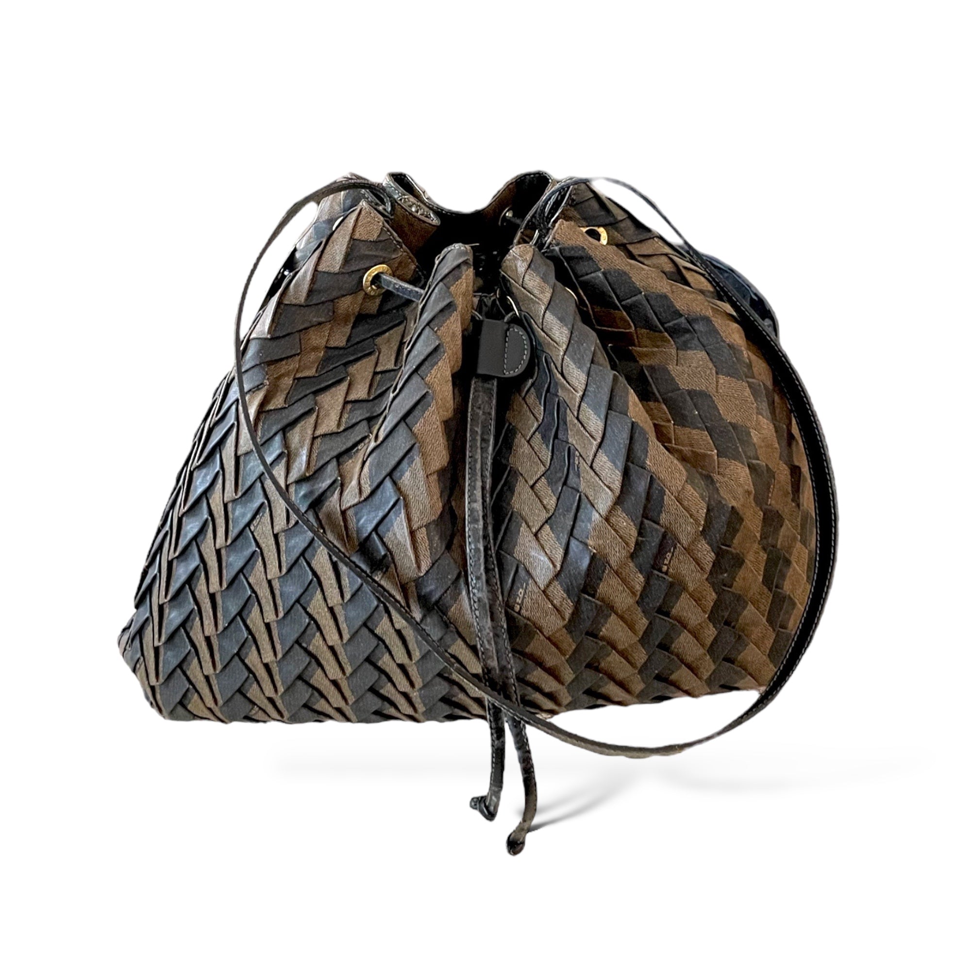 FENDI Vintage Pequin Woven Design Crossbody/Sling/Shoulder Bag