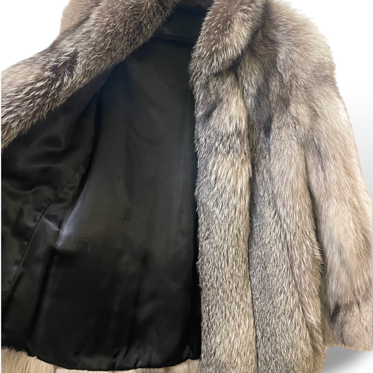 STUNNING Custom Made SILVER FOX FUR Coat |Size:8|