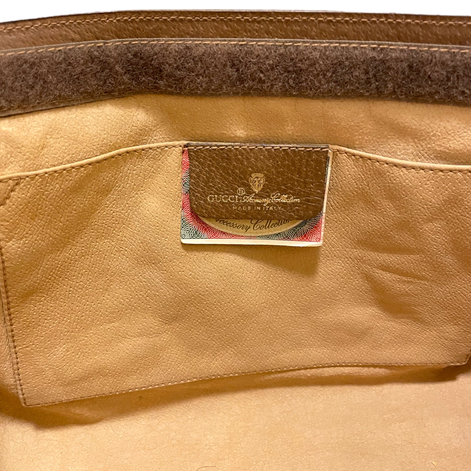 GUCCI Vintage Green & Red Classic Web Motif Print Pouch with Leather Trim