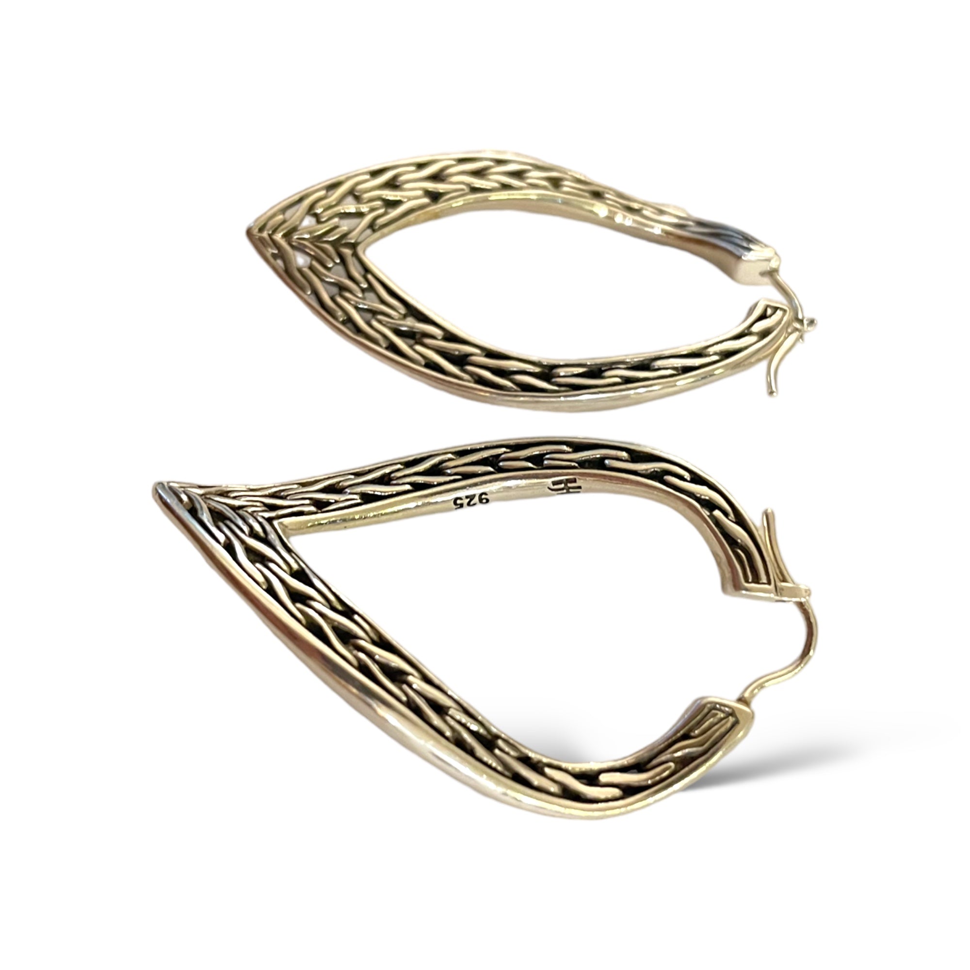 JOHN HARDY Classic Wheat Design Oblong Hoop Earrings