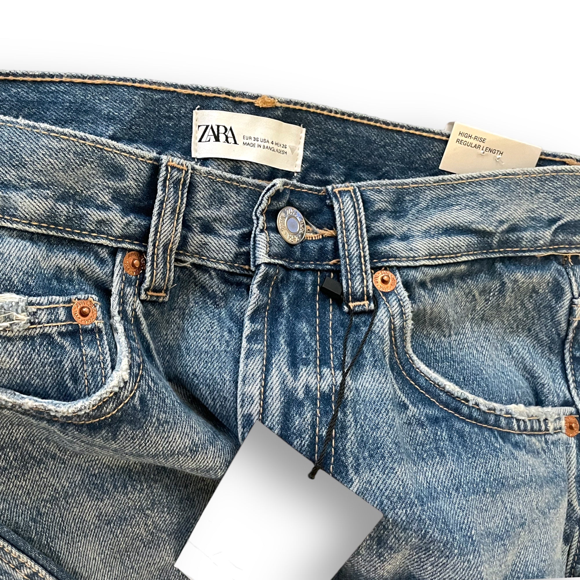 ZARA Straight Fit High-Rise Regular Length Denim Pants |Size: EU 34 US 4|