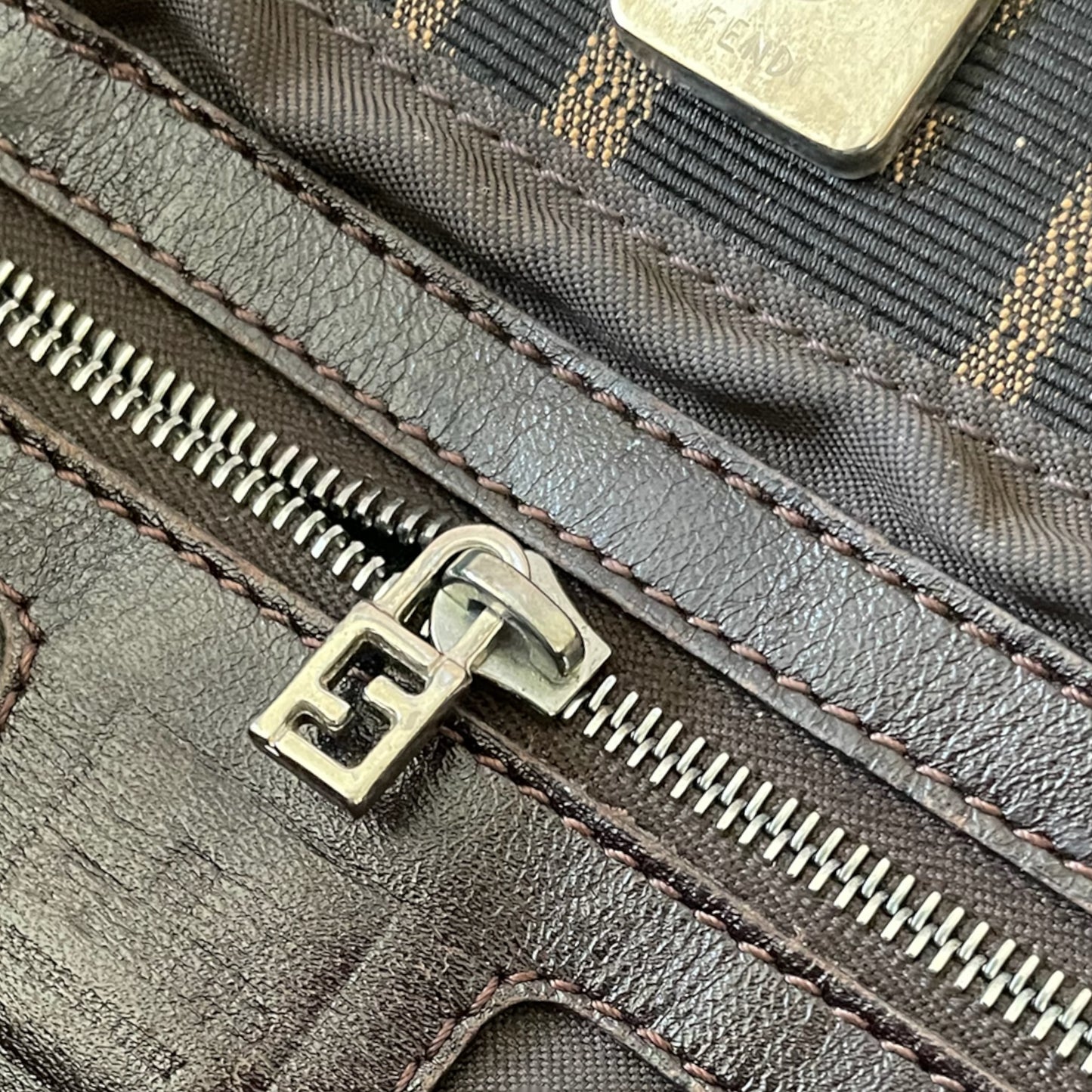 FENDI ZUCCA Print LARGE Vintage Twin Tote