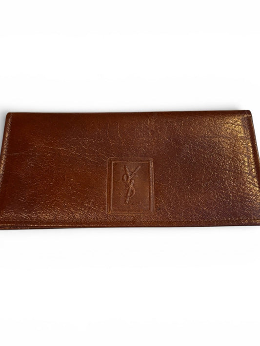 Saint Laurent Yves Saint Laurent Vintage Chestnut Brown Leather Envelope Wallet
