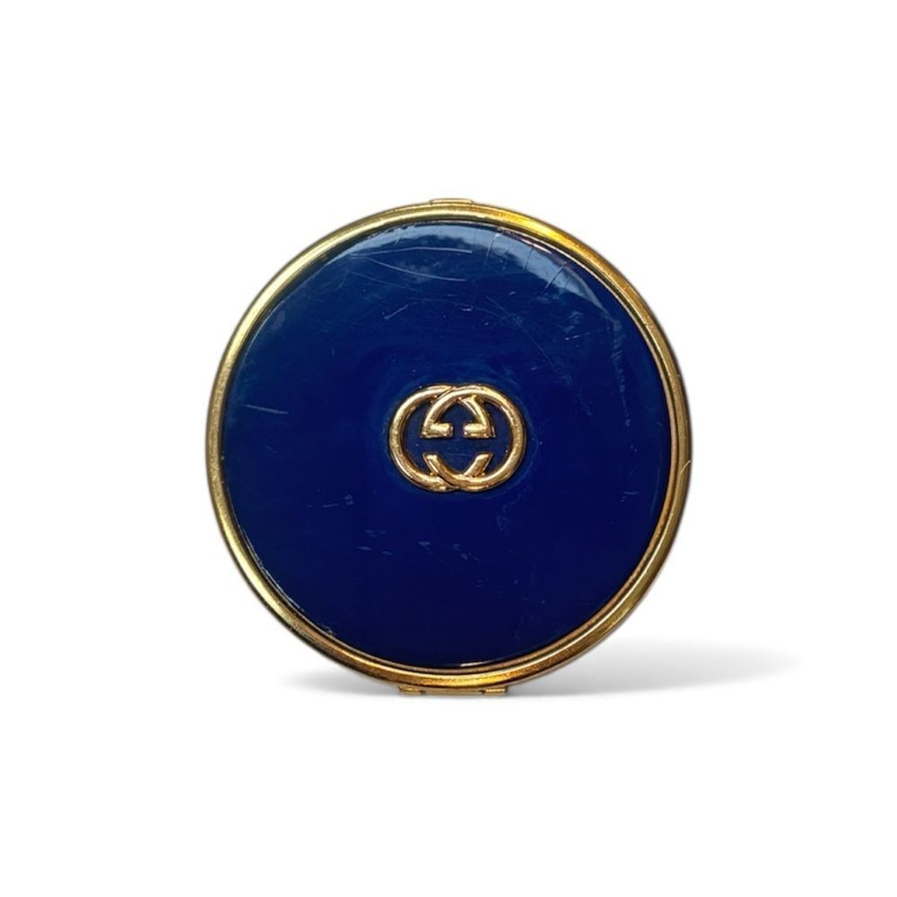 Gucci Gucci Gold and Cobalt Blue Vintage RARE Mirror Compact