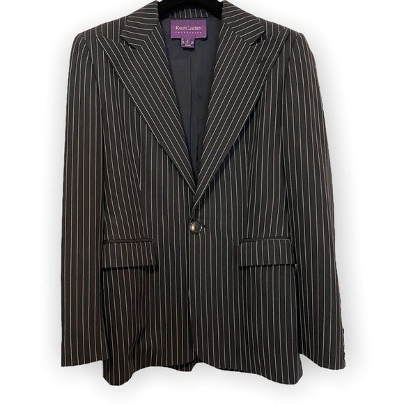 Ralph Lauren Purple Label Collection Women's Black Pinstripe Jacket |Size 6|