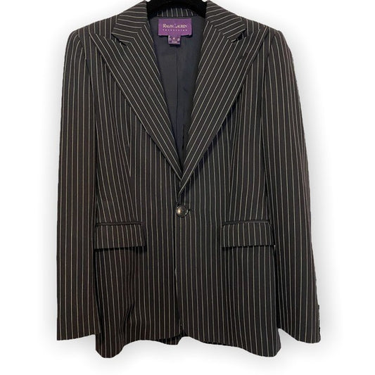 Ralph Lauren Purple Label Collection Women's Black Pinstripe Jacket |Size 6|