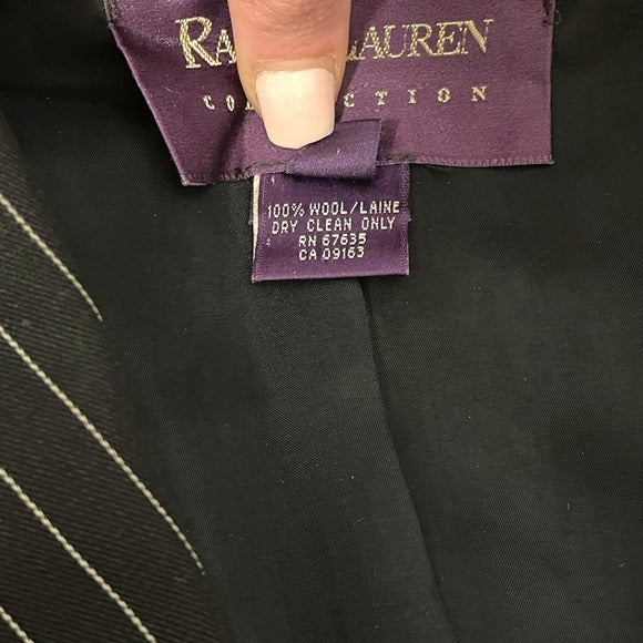 Ralph Lauren Purple Label Collection Women's Black Pinstripe Jacket |Size 6|