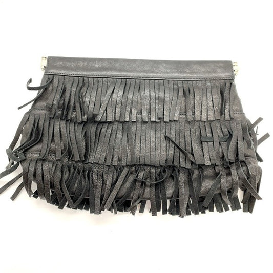 Genuine Leather Fringe Clutch