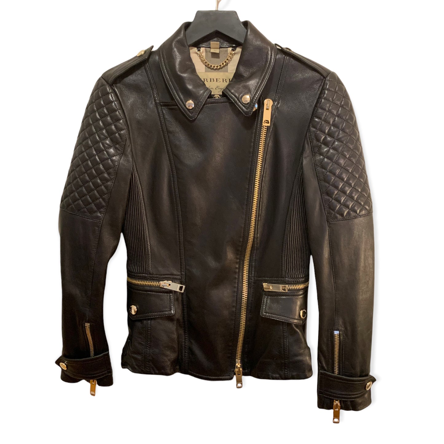BURBERRY London England Leather Jacket Size: US 6