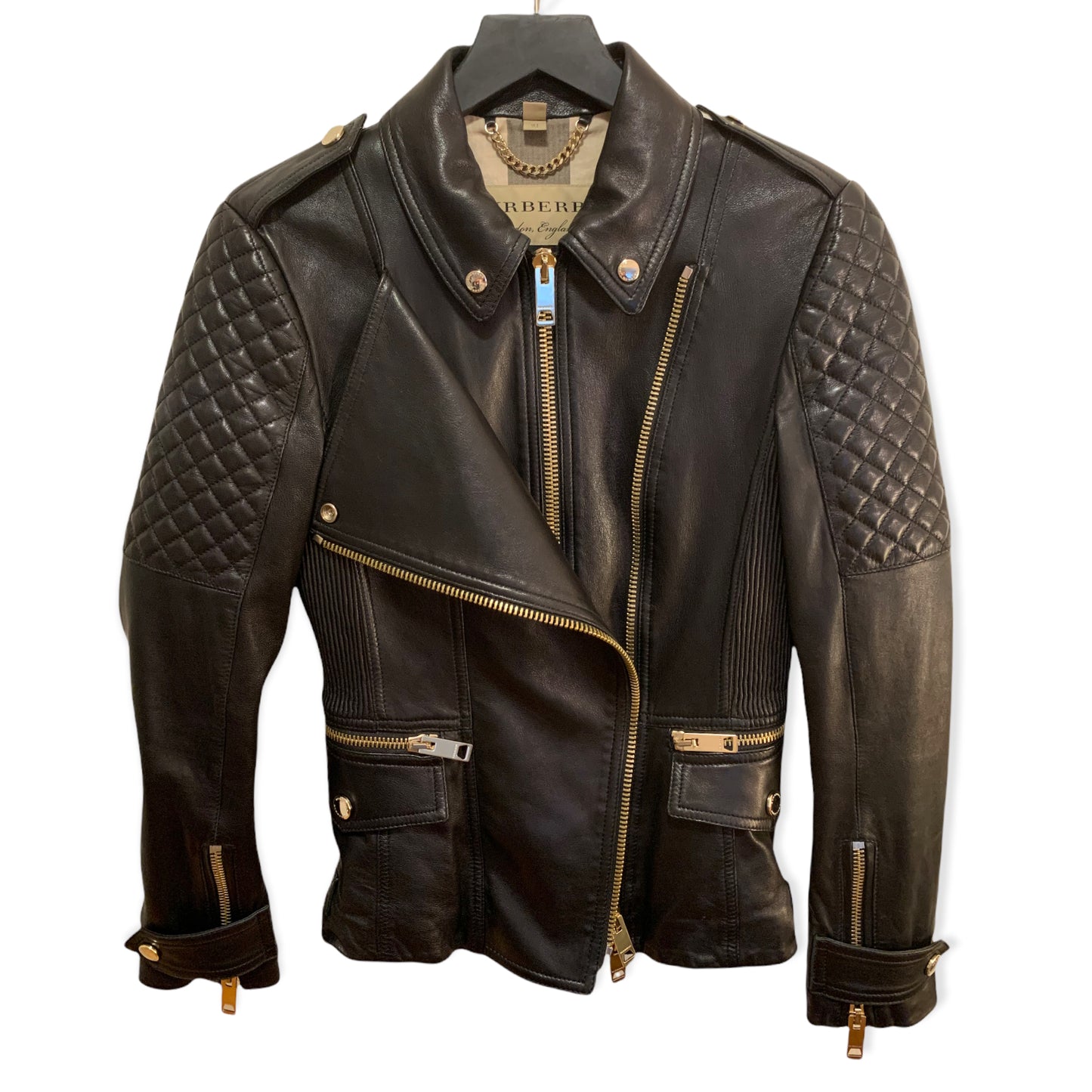 BURBERRY London England Leather Jacket Size: US 6