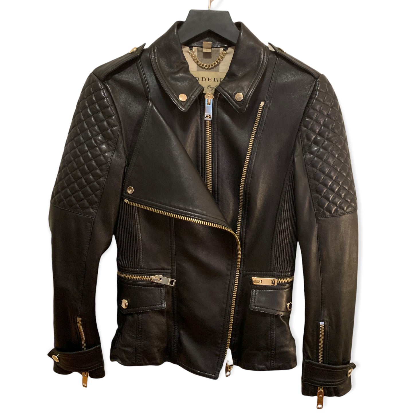 BURBERRY London England Leather Jacket Size: US 6