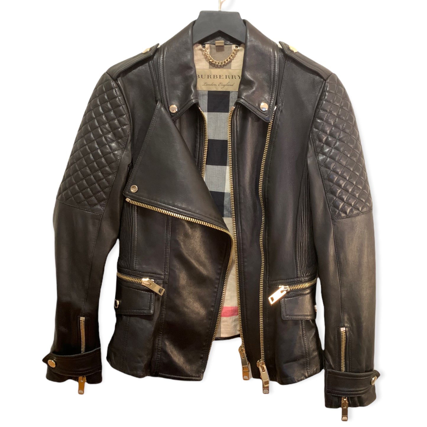 BURBERRY London England Leather Jacket Size: US 6