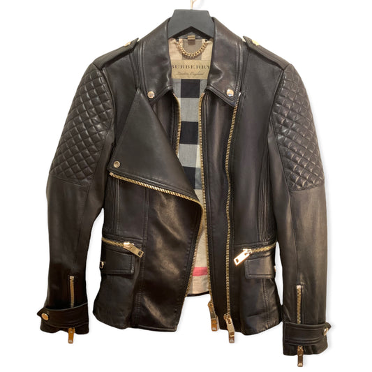 BURBERRY London England Leather Jacket Size: US 6