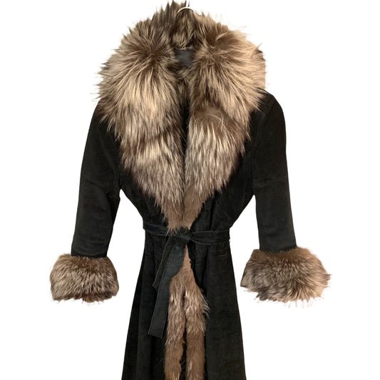 St. John Suede, Dyed Broadtail Persian Lamb & Silver Fox Fur Trim Long Coat - photo 2 of 16