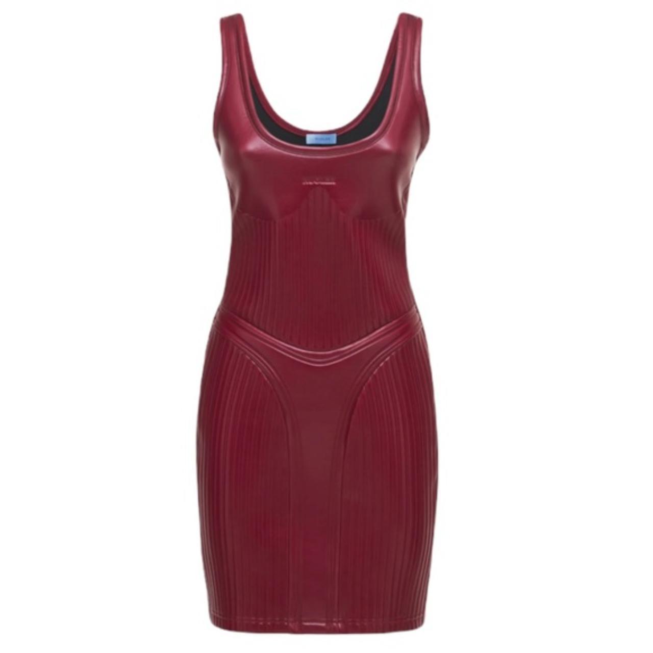 MUGLER Embossed Shiny Stretch Jersey Dress