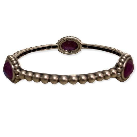 Lagos Maya Oval Sterling Silver Charoite Doublet Bangle Bracelet (med)