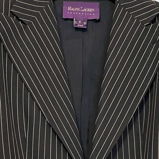 Ralph Lauren Purple Label Collection Women's Black Pinstripe Jacket - photo 2 of 9