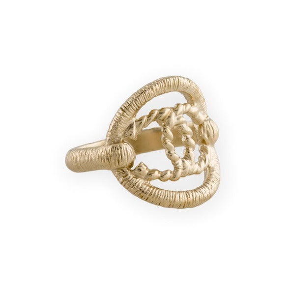 CHANEL CC Gold-Tone Cocktail Ring |Size: 6.5|