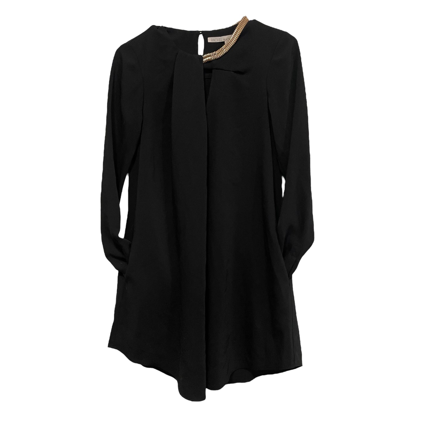 RACHEL Rachel Roy Black Long Sleeve Dress/Top with Gold Neckline Accent & Pockets |Size:XS|