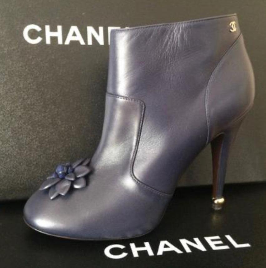 CHANEL Lambskin Short Boots 15A Size: 38