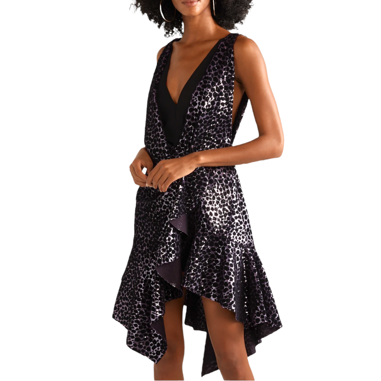 PHILOSOPHY DI LORENZO SERAFINI Ruffled flocked sequined mini dress |Size:38 IT|